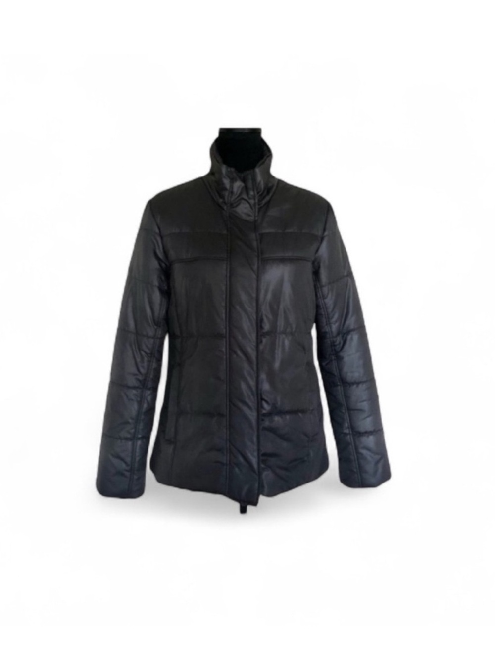 Tag puffer neutral minimalist gorpcore winter weather dark grey jacket medium